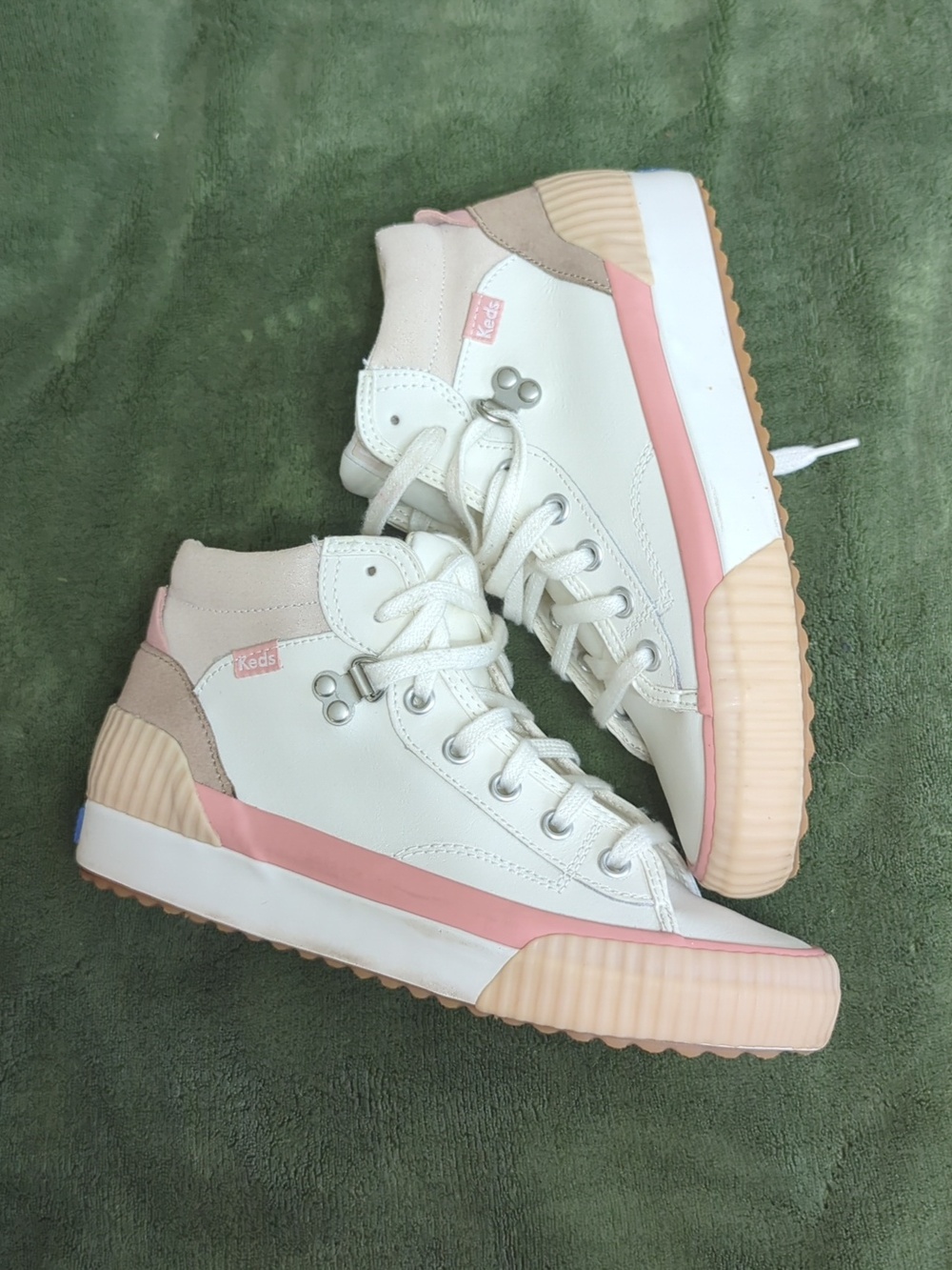 Keds High-Top Sneakers in White, Pink & Tan - Picture 10 of 10